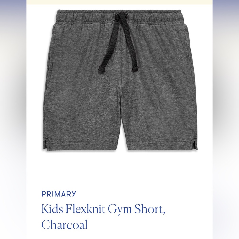 NWT Primary Kids Flexknit Gym Shorts - Charcoal